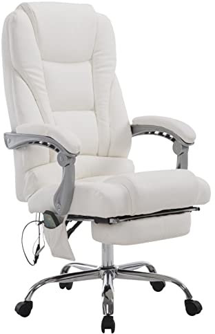 Clp Oavsett om det är kontor Pacific Massage Fåtölj Relax utdragbar fotstöd justerbar höjd, konstläder, ergonomisk, roterbar, komhjul, maximal lastkapacitet 150 kg vit