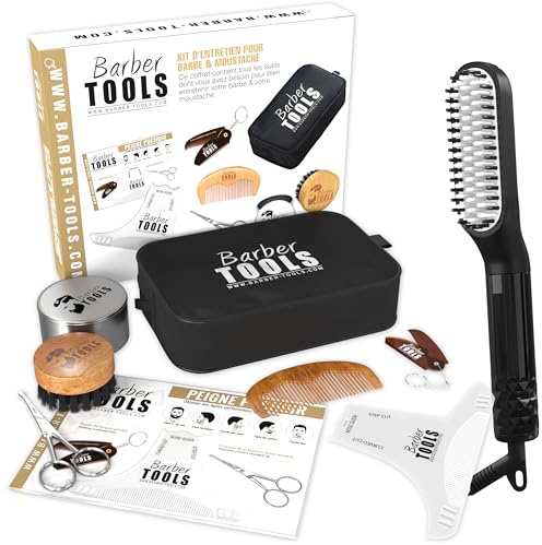 ✮ BARBER TOOLS ✮ Kit/Set/Coffret d'entretien et de soin pour barbe + lisseur barbe/cheveux.