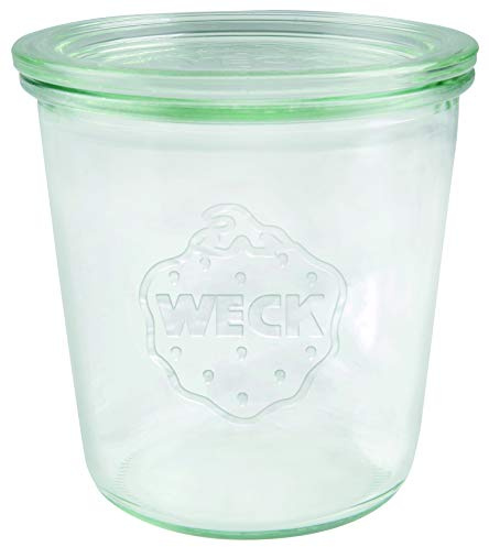 Weck 742 Glass Jars 500 ml High-Quality Preserving Jar with Glass Lid for Preserving Heat Resistant Microwave Safe Oven Safe Round Edge Glass Set of 6 Transparent