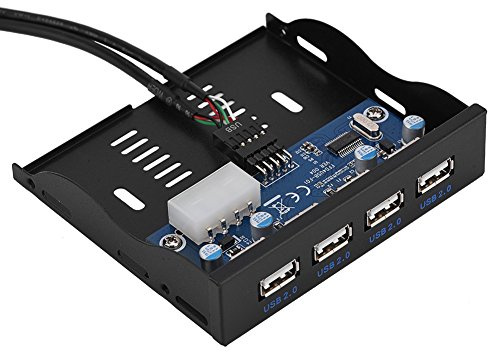 Mavis Laven USB-Hub mit 4 Anschlüssen an der Vorderseite, USB 2.0-Diskettenfront, 3,5-Zoll-Diskettenschacht, 9-poliger USB 2.0-Hub mit 4 Schnittstellen für Computer-Desktops