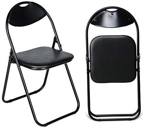 Nyxi Paris Faux Leather Padded Folding Chair Home Office Dining Chair (1 x Chair, Black)