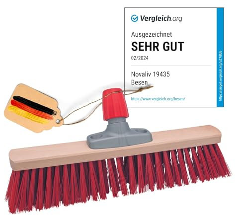 Novaliv Straßenbesen 40 cm Besenkopf I Besen ohne Stiel I Elaston rot I Grob I Industriebesen Kehrbesen Gartenbesen Hofbesen
