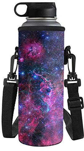 UOIMAG Galaxy Neopren-Isolierte Wasserflaschenträger, Sternenhimmel, Schultergurt, Flaschenhülle, Größe S, 500 ml