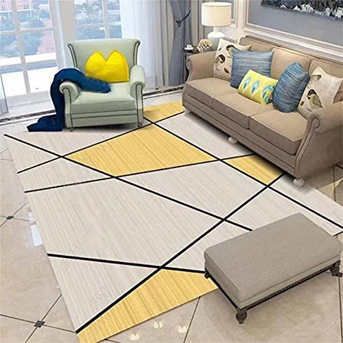 DJHWWD Teppiche Für Balkon Teppich Teenager Mädchen Gelbe einfache geometrische Home-Teppich-Schlafzimmer-Bodenmatte-Beständigkeit Flickenteppich Waschbar 40x60cm