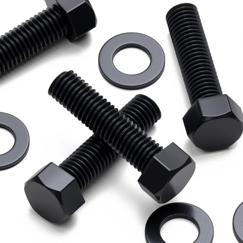 20x schwarze PA66-Nylon-Sechskantschrauben M10 x 40mm, Muttern & Scheiben | Robuste Sechskantschrauben sind korrosionsfrei, elektrisch nicht leitend und nicht magnetisch