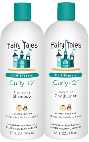 Fairy Tales Curly-Q Hydrating Shampoo and Conditioner for Kids - Paraben, Sulfate, Gluten and Nut Free - For All Curl Types Including Multi Cultural Hair – 32 Oz (2 Pack)