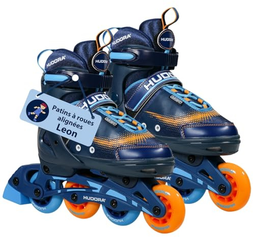 HUDORA Pattini in linea Mia/Leon - Pattini in linea per bambini/ragazzi e adulti in più misure e colori - Pattini a rotelle regolabili fino a 4 misure - Pattini a rotelle comodi e di stile