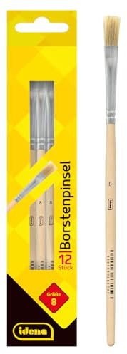 Idena 90096 – borstborste, storlek 8, med omålat trähandtag, set om 12, målarpensel för skolbarn, hobbykonstnärer