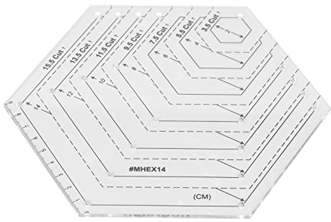 Plantillas de Acolchado Hexagonal, Regla de Corte de Costura de Retazos Transparente Regla Hexagonal, Acrílico Transparente Antideslizante para Corte de Dibujo DIY