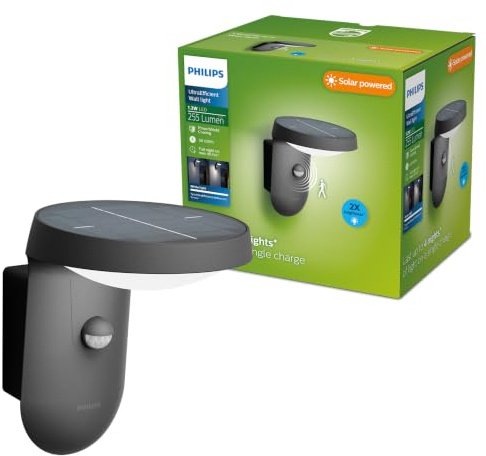 Philips Tyla ultraeffiziente Wandleuchte, solar, 1 x 1,2W, warmweiß, anthrazit
