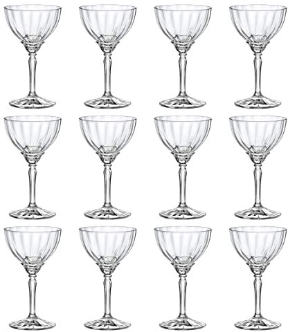 Bormioli Rocco 12x Clear 240ml Florian Espresso Martini Glasses - Vintage Glass Champagne Cocktail Prosecco Wine Gin Coupe Saucers Gift Set