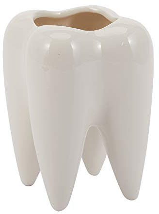 Iegefirm Zahnform Weisse Keramik Blumentopf Modernes Design Pflanzgefaess Zaehne Modell Mini Desktop Topf Kreative Geschenk (Ohne Pflanzen)