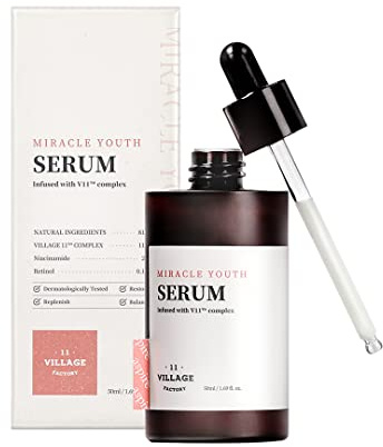 [VILLAGE 11 FACTORY] MIRACLE YOUTH SERUM (50 ml) Korean Skincare - Vegan - Retinol 0,1% für Anfänger - Niacinamid - Straffe Haut - Faltenpflege