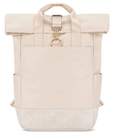 Expatrié Rucksack Damen Beige - Adele - Rolltop Tagesrucksack Elegant für Uni Fahrrad Arbeit - Eleganter Laptop Backpack Groß Frauen - Wasserabweisend
