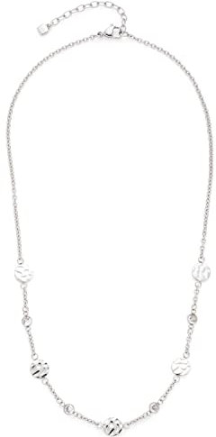 JEWELS BY LEONARDO Halskette Milou • Anker-Kette aus silberfarbenem Edelstahl • abwechselnd eingesetzte Zirkonia Steinen und gehämmerte Plättchen • 45-50 cm Länge • Damen Schmuck • 022487