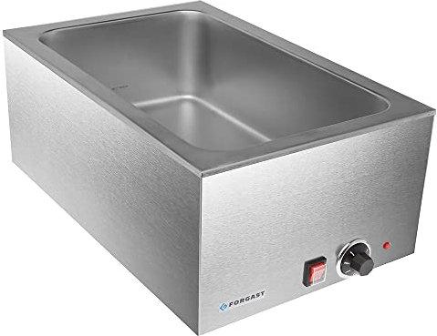 Forgast Bagnomaria Elettrico Professionale, Acciaio Inossidabile, Scaldavivande Elettrico a Buffet, Riscaldatore, Termostato, Compatibile con Vassoio GN 1/1, per Bare e Ristoranti