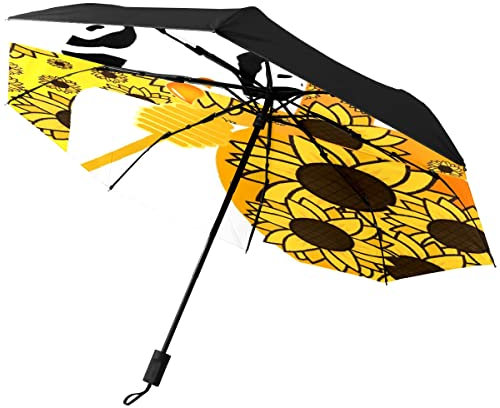 GISPOG Paraguas plegable automático, girasol, cuchara de miel, impermeable, compacto, sol y lluvia, paraguas de viaje, 1 color, Taille unique