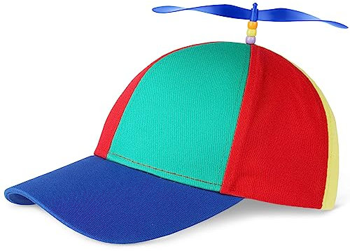 Aomig Propeller Mütze, Bunte Propellermütze, Hubschraubermütze Propeller Cap, Hubschrauber-Kappe, Baseball Cap Party Hut für Erwachsene - Größenverstellbar