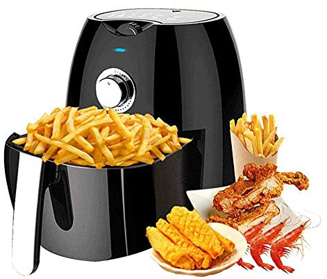 ANIFM Freidora de Aire, freidora de Aire Grande de 4,5 l para Alimentos saludables con Temporizador y Cesta para freír Antiadherente, fácil de Limpiar, función de Apagado automático Seguro, Negro