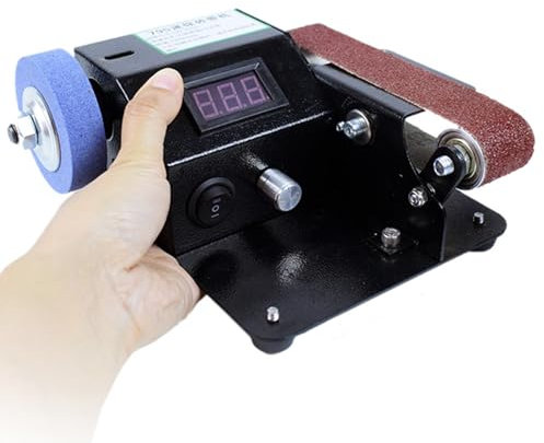 KHZKHC Mini Couteau D'affûtage De Ponceuse À Bande 180 W, Ponceuse D'établi, Vitesse 0-13 000 TR/Min, Réglage De La Vitesse en Continu, pour Le Travail du Bois, Le Meulage des Métaux, La Fabrication