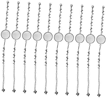 NUOBESTY 10 Stk runde Lünettenrohlinge Tablett mit Armbandanhänger Schmucktablett schmuckzubehör Zeit Mädchenarmband Handgelenkanhänger aus Edelstahl Untere Halterung Suite rundes Tablett