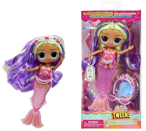 L.O.L. Surprise! Tweens - Mermaid Cleo Clove - Fashion Doll with Colour Changing Tail, Movable Fin, and Beautiful Accessories – Toys for Kids and Collectors from 4 Years Old