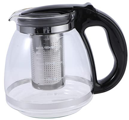Ciieeo 1500ml Stainless Steel Tea Pot Heat Resistant Body and Fine Filter, Black Kungfu Teaware for Loose Leaf Brewing and Household Use