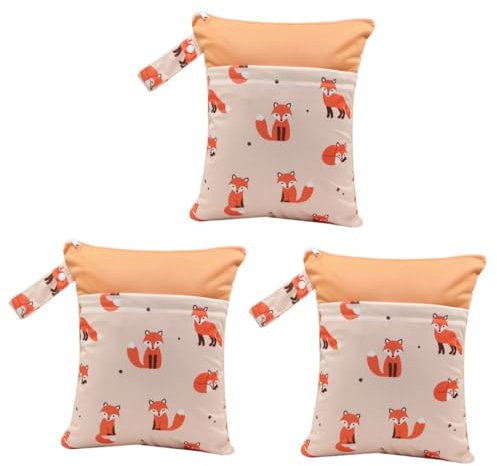 ibasenice 3stücke Kombination Aus Stoffwindel Und Wasserdichtem Beutel Mit Reißverschluss Und Zwei Taschen Für Reise Und Aufbewahrungszwecke Buntes Design