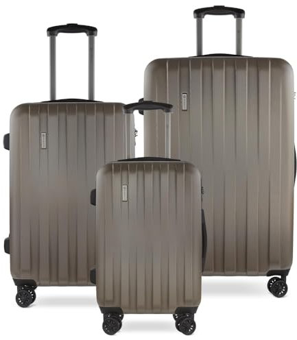 bugatti Lima 3er-Hartschalen Kofferset (S,M,L) 4 Rollen mit TSA-Zahlenschloss, Bronze