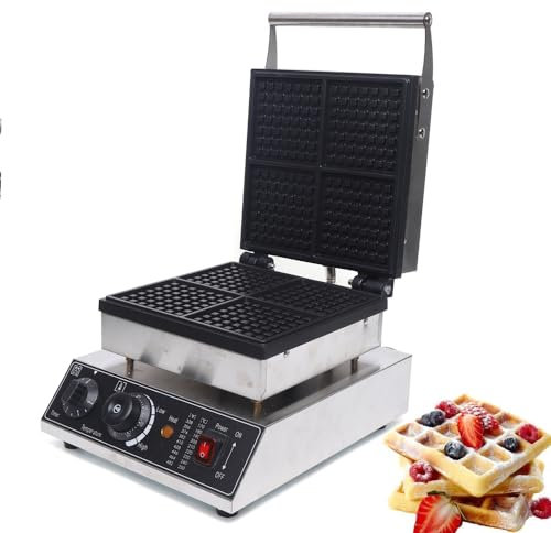 XUEMANSHOP Set di 4 piastre per waffle belga, 1750 W, rivestimento antiaderente, temperatura regolabile 50 – 300 °C, doppia cialda belgia, macchina per waffle