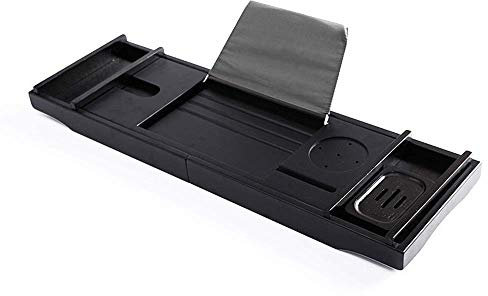 asdchZen Tablett Badewannenregal Ausziehbare Badewanne Bambus Badewannenregal Tablett Teetablett Rutschfestes Multifunktions-Baderegal Genießen Sie Ihre Badezeit ((75111) X23X5Cm|Schwarz)