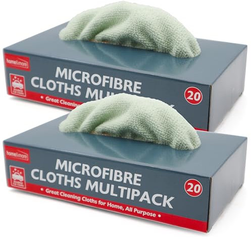 SOL 40pk Microfibre Cloths in Dispensers for Tidy Storage – Multipurpose Cleaning Towel for Home, Kitchen & Car – Reusable, Absorbent, Streak-Free Wiping & Polishing Windows Surfaces (2 x 20pk)