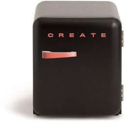 CREATE / RETRO FRIDGE 50 TERRACOTA/Frigorifero nero con maniglia color terracotta / 85W, minibar, un ripiano, design retro, 50 cm, due mensole, capacità di 48L, basso consumo, 50x44x49,8 cm
