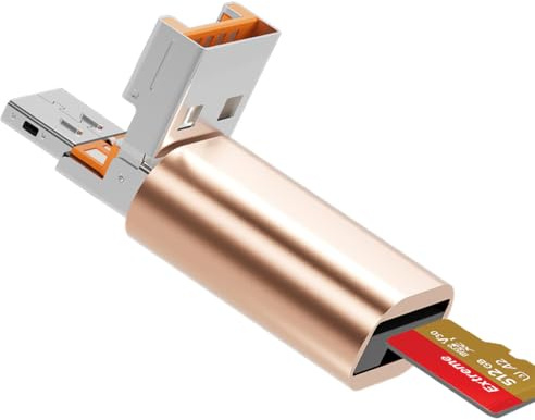 Micro SD Kartenleser, USB C auf SD Kartenleser, USB und Typ-C 2-in-1 TF | Speicherkartenleser, Mepsies USB OTG Kartenlesegerät für Laptops, MacBook, Samsung Galaxy-Telefone und Mehr, Gold