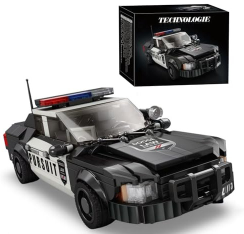 DrmBeyd Technik Speed Champion Sport Rennwagen Bausteine, Dadge Police Auto MOC Sportwagen Klemmbausteine Bausatz, Geschenk für Erwachsene und Kinder, Kompatibel mit Mainstream Marken, 404 Teile