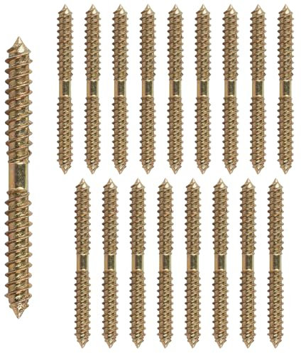 Double Ended Screws, 16 PCS Tapping Thread Wood to Wood Dowel Screws 60mm Double Threaded Screw Hanger Bolts for Furniture Fixing Dowel Woodworking Connector (16)