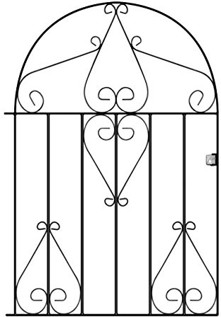 Classic Scroll Low Bow Top Metal Garden Gate Galvanised Wrought Iron Style Swing Gate (914mm Gap x 1219mm High CLBZP52)