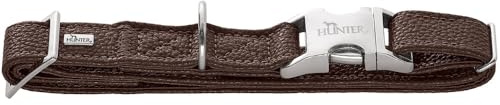 HUNTER Sofia ALU-Strong Hundehalsung | Kunstleder in Nappa-Optik, stufenlos verstellbar, Alu-Klickverschluss, Made in Germany, Farbe: Braun, Größe: M