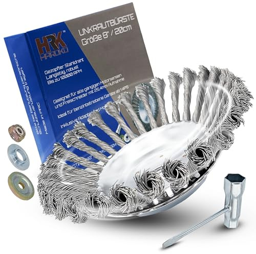Unkrautbürste 8 - für Motorsense - zur Moosentferung - Wildkrautbürste 20 cm- Rasentrimmer - zum Entrosten - zum Reinigen - Rundbürste