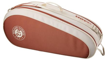 Wilson Roland-Garros 2025 Team 6 Pack, Con Ampia Tasca Per Accessori e Tracolla Regolabile, Offre una Protezione Completa Per La Racchetta, Colore: Crema/Argilla