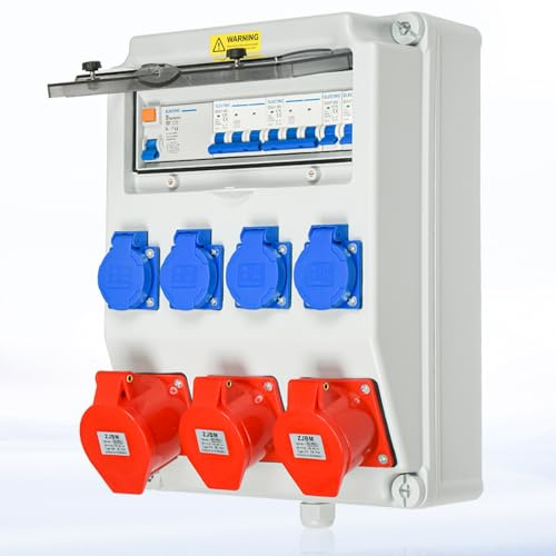 Warmfay Distributore di corrente precablato, 4 x 230 V + 2 x CEE 16 A + 1 x | Warmfay Distributore di corrente precablato, 4 x 230 V + 2 x CEE