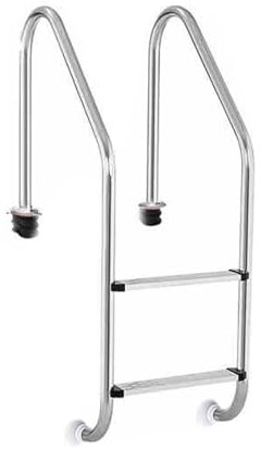 Swimming Pool Ladder,2/3 Steps Swimming Pool Step with Curved Armrest,Pool Entry and Exit Step for Ground Pools Water Park Fish Pond(Pre-buried,2-Steps1.5mm)