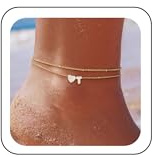 ZHESHY Fußkettchen Damen Silber 925 Gold Herz Buchstaben Fussketten | Wasserfest 14K Gold Fußkette,Layered CZ A-Z Initial Fussketten Frauen, Verstellbar Boho,Sommer Strand Fußschmuck,Geschenke