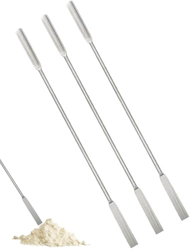 TPZORJX 3pcs cuchara de laboratorio micro de doble extremo, cuchara de acero inoxidable de medio redondeada y muestra de espátula de extremo plano，cuchara espátula laboratorio（18 cm）
