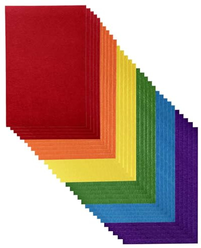 30 Stück Bastelfilz Set A4 Größe (20x30cm) - 6 Regenbogenfarben Filzplatten, 1mm Stärke - Für DIY, Weihnachtsbasteln, Weihnachtsdekoration, Weihnachtskarten, Kindergeburtstag & Handarbeit