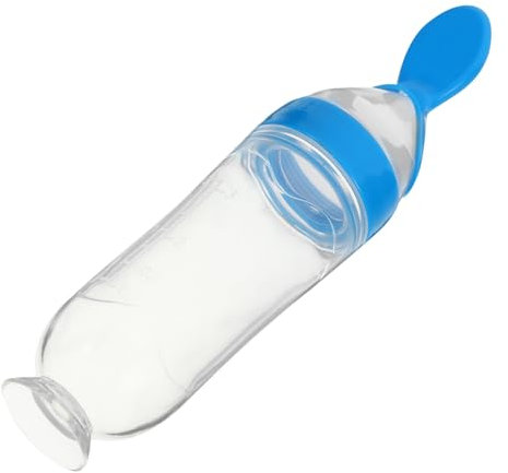MAGICLULU Fütterlöffel Aus Silikon Und Pp Mit Saugnapf Quetschlöffel Für Kleinkind Beikost Flexible Flaschenlöffel Für Stabiles Füttern Und Kleckerfreies Zufüttern