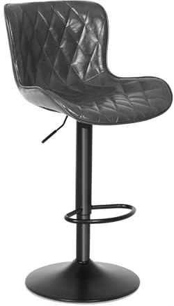Youhauchair Barhocker 1er Set, Wasserdichtes Leder, Barhocker Höhenverstellbar, Mit Lehne und Fußstütze, Küchenhocker Bar Hocker Bar Stool, Dunkelgrau