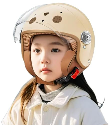 Casco De Moto para Niños, Casco De Scooter, Homologado ECE 22.06, Casco Jet con Visera Solar para Niños Y Niñas De 3 A 15 Años, Talla Única: 45-55 Cm A,45-55cm