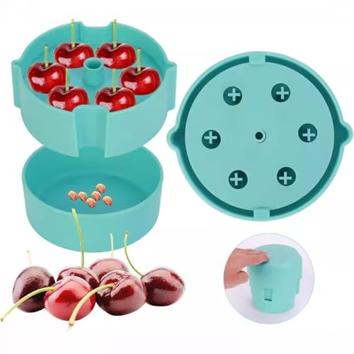 Snocciolatore di ciliegie, multi snocciolatore per ciliegie, noccioli di ciliegia, rimozione di semi a pressione facile con 6 snocciolatori per ciliegie con paraspruzzi