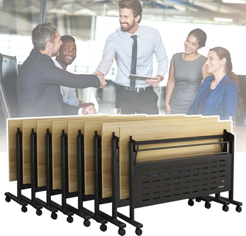 Mesa de conferencias móvil plegable, escritorio ejecutivo moderno con ruedas silenciosas para reuniones de oficina, seminarios de sala de juntas y entrenamiento en el aula